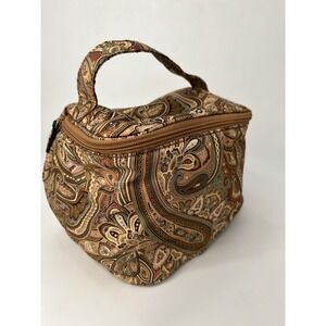 Vintage Ralph Lauren Toiletries Cosmetic Makeup bag Paisley Beige Gold